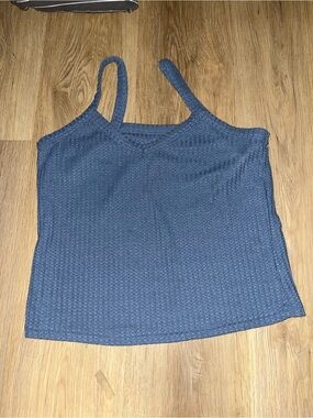 Women's Blue Waffle Cami Tank Top